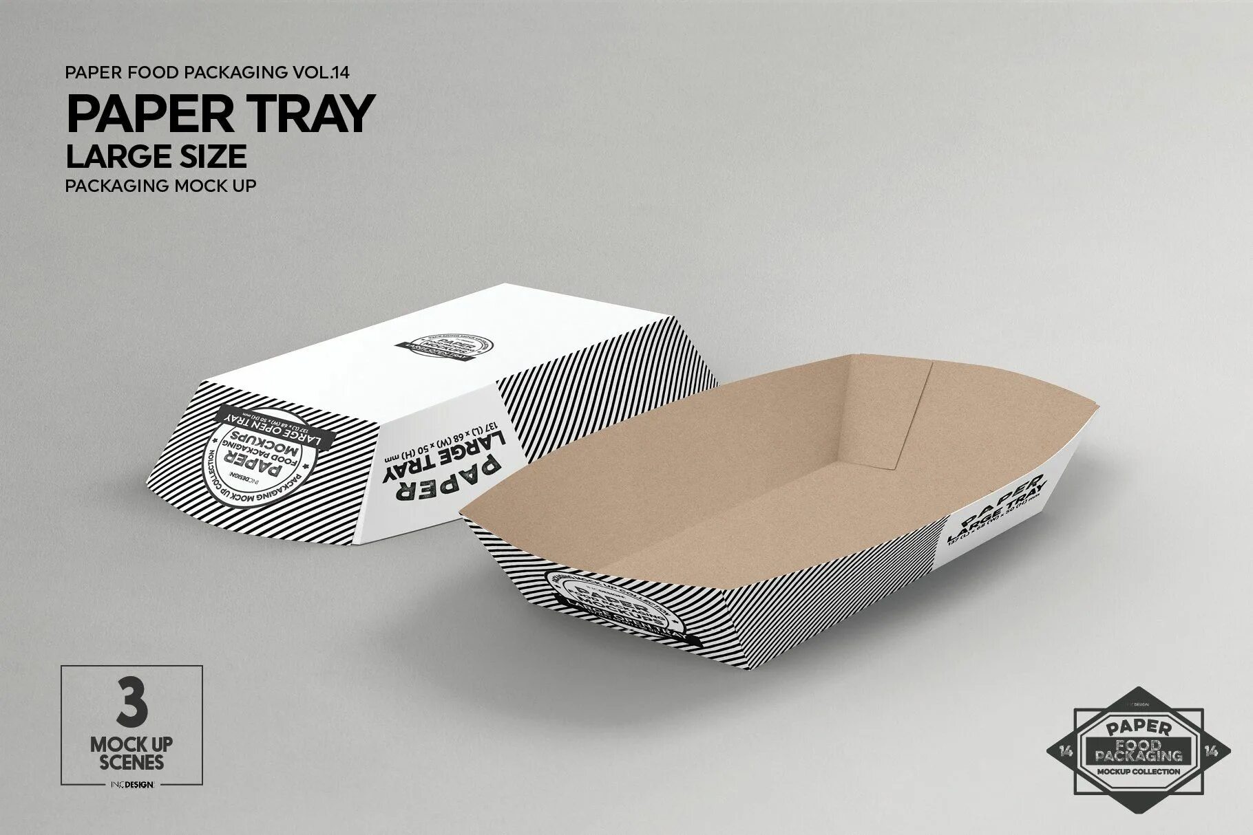 Tray package. Paper tray. tray packaging. food tray mockup.