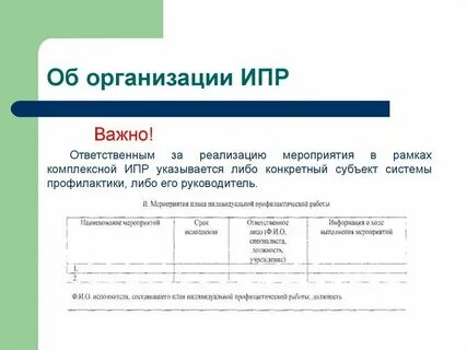 Индивидуальная программа является документом