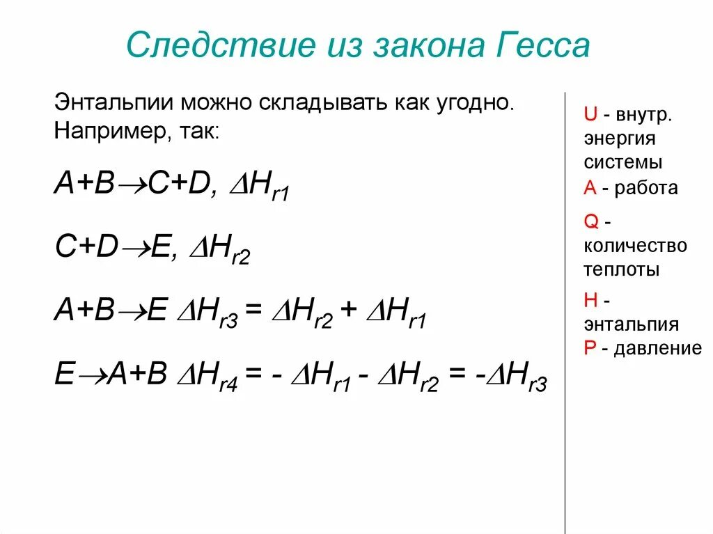 Формула гесса. 3 Следствие закона Гесса. Следствия из закона Гесса. Закон Гесса энтальпия. Закон Гесса следствия из закона Гесса.