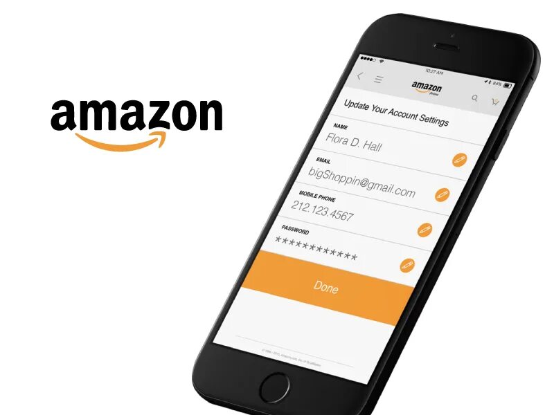 Amazon mobile app. Account in Amazon. Account settings Design. Amazon accounts logo.