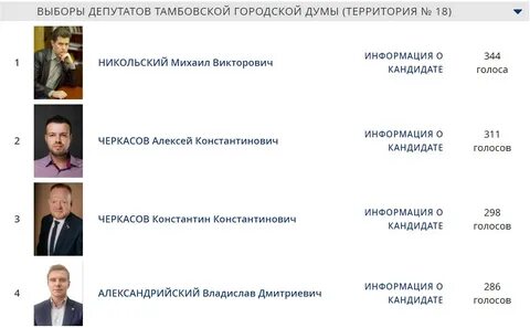 Результаты выборов городская дума