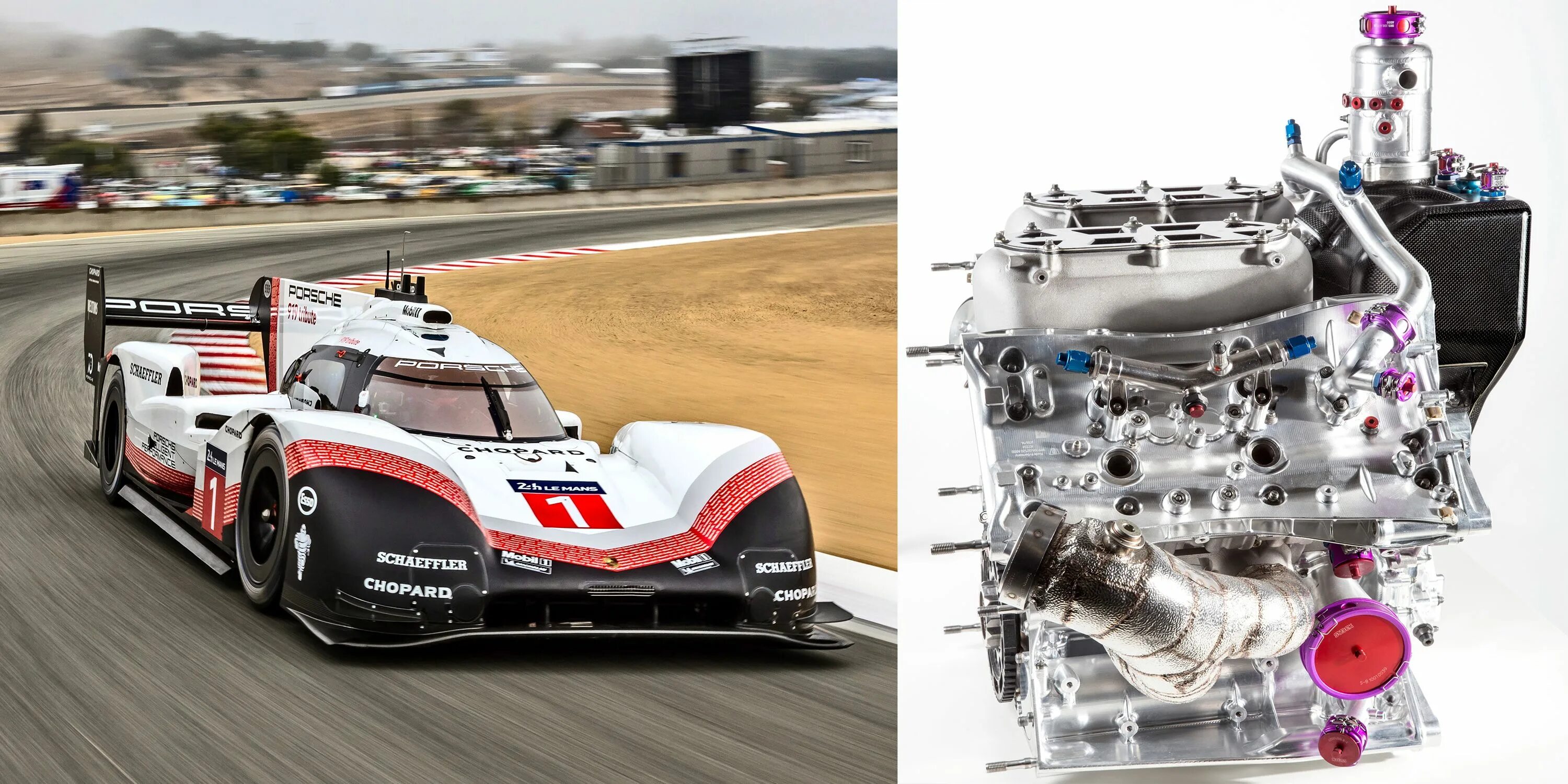 Porsche 919 Hybrid v4 engine. Porsche 919 engine displacement and Powertrain chassi. Racing car engine. Drag engine.