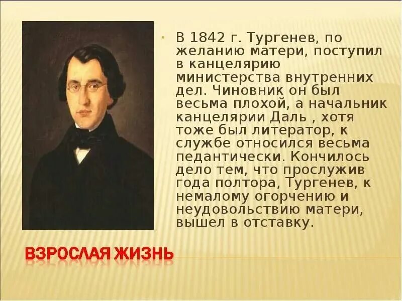 Тургенев биография. Чем занимался тургенев