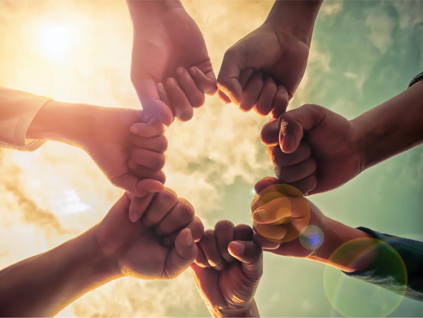 Hand in hand with one another