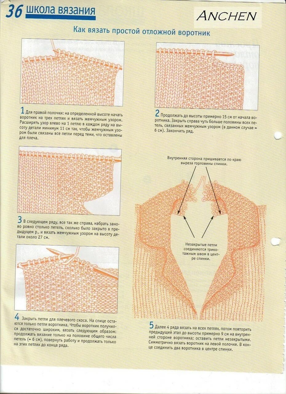 Как связать вырез v. Горловина при вязании спицами снизу схема. Вязание английского воротника спицами. Отложной воротник спицами. Вязаный отложной воротник.