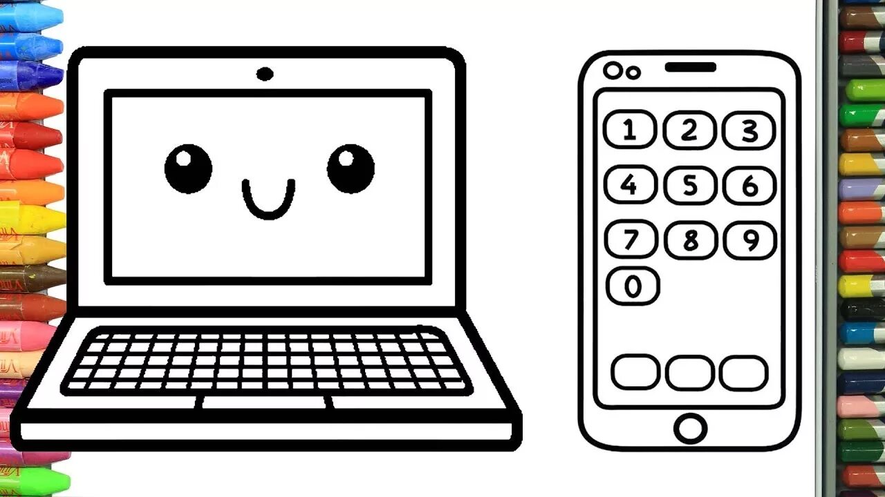 Планшет раскраска для детей распечатать бесплатно Computer Malvorlage zum Ausmalen und Ausdrucken