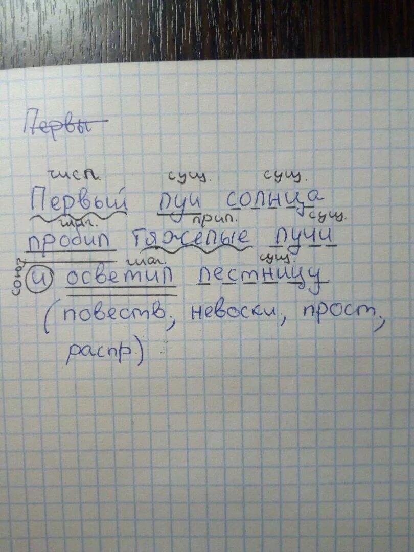 Анализ слова луч. Первые лучи солнца синтаксический разбор. Синтаксический разбор предложения солнце. Синтаксический разбор 1 предложения. Синтаксический разбор предложения лучи.