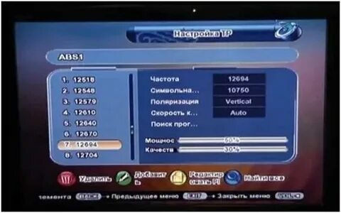 Таблица частот цифровых каналов
