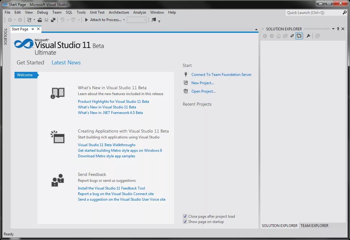 Visual studio 11. Главное окно visual studio. visual studio зеленый. visual studio get started.