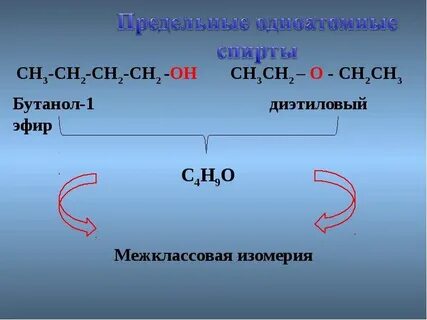 Бутанол 1 межклассовые изомеры