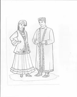 Татарский национальный костюм нарисовать