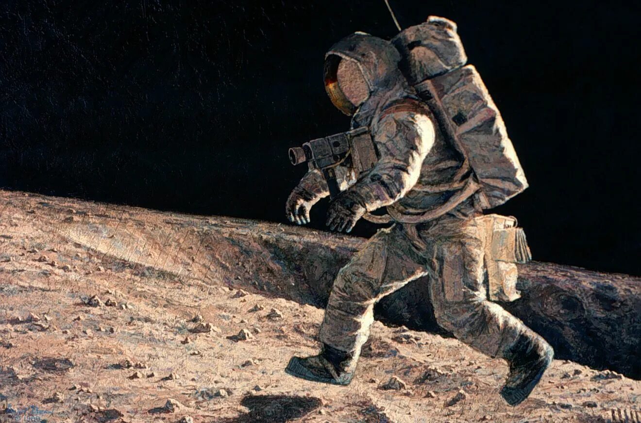 Человек на Луне. Космонавт на Луне. Walking on the moon