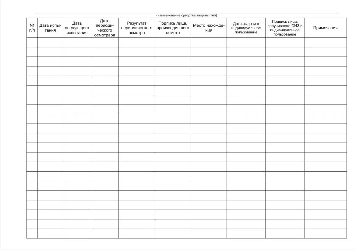 Журнал учета и содержания средств защиты. Журнал учета и содержания СИЗ. Журнал проверки и испытания СИЗ. Форма журнала учета и содержания средств защиты.