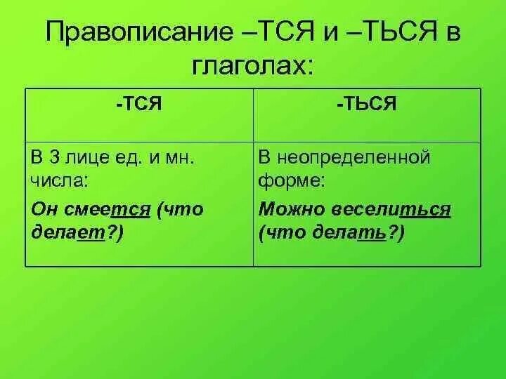 В каких глаголах пишется ться