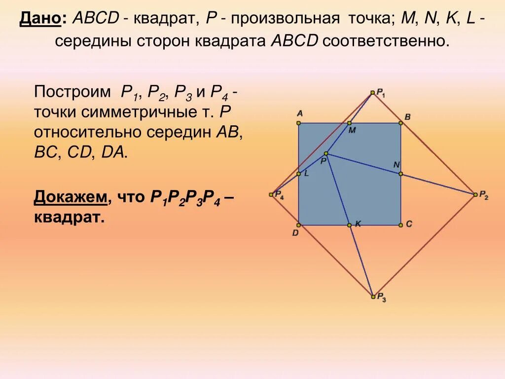 Даны квадрат oabc сторона которого равна. Серидиды сторон квадрата. Построить квадрат. Квадрат ABCD. Произвольная точка плоскости.