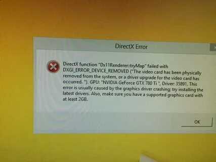 Directx function dxgi error device hung