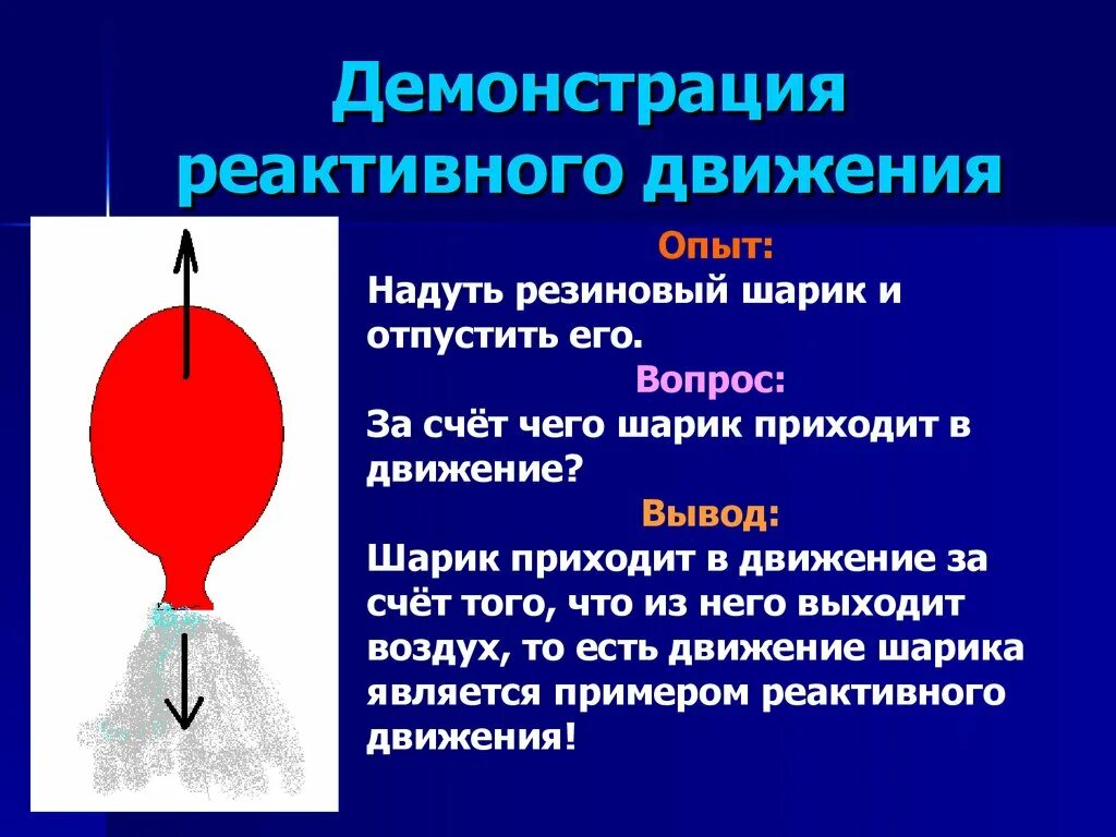 Реактивное движение. Реактивное движение заключение. Реактивное движение опыт. Демонстрация реактивного движения. Движется легкий шарик