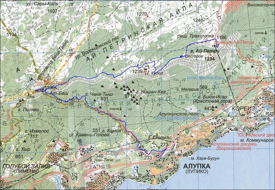 Ай петри на карте крыма. Гора ай петри на карте. гора ай-петри в крыму на карте. карта крыма ай петри на карте. тропы на ай петри карта.