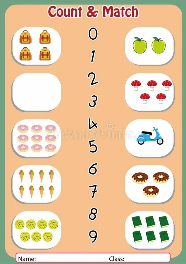 Match the numbers. Wild animals worksheets for kids matching.