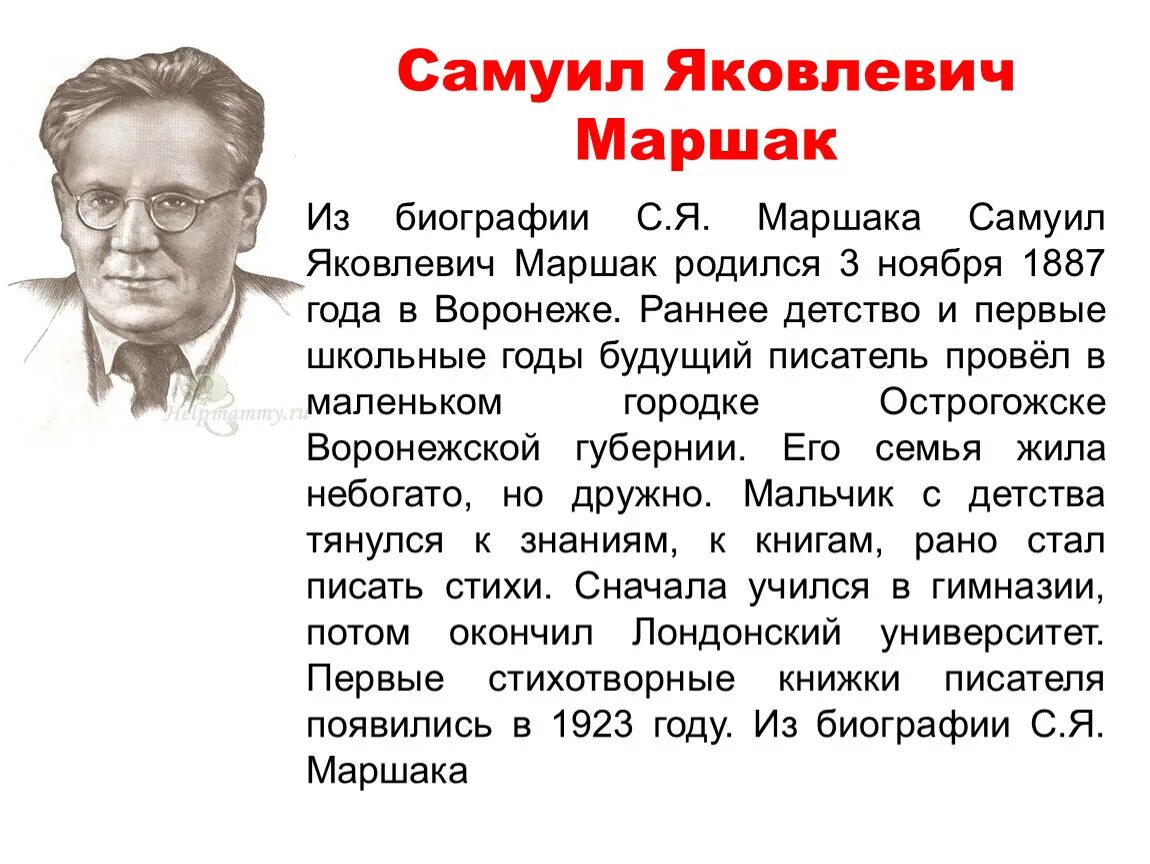 Писателя маршака 1. География Самуила Яковлевича Маршака.