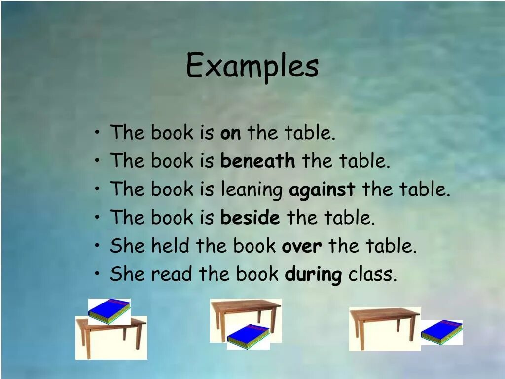 Books are on the Table. Book on the Table. The book is on the Table. The book is under the Table. Books have been with us