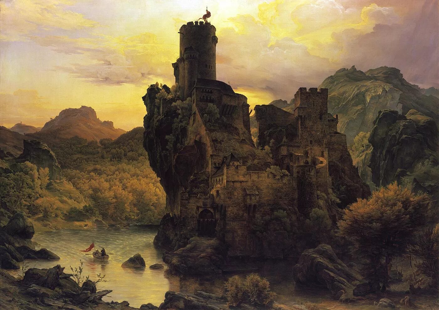 Изображенная на картине крепость была выстроена. Немецкий художник Karl Friedrich Lessing.