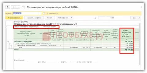Начисление амортизации в 8.3