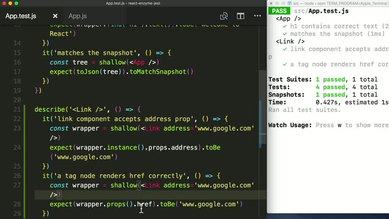 React test components. React test components