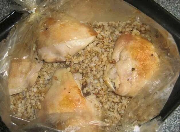 Гречка в рукаве для запекания с курицей
