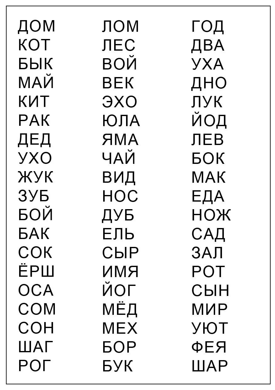 Слова для чтения ребенку 5 лет. Слоги и слова для чтения дошкольникам. Лёгкие слова для чтения детям. Читаем слоги и слова для детей 5-6 лет.