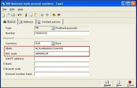 Bank account address