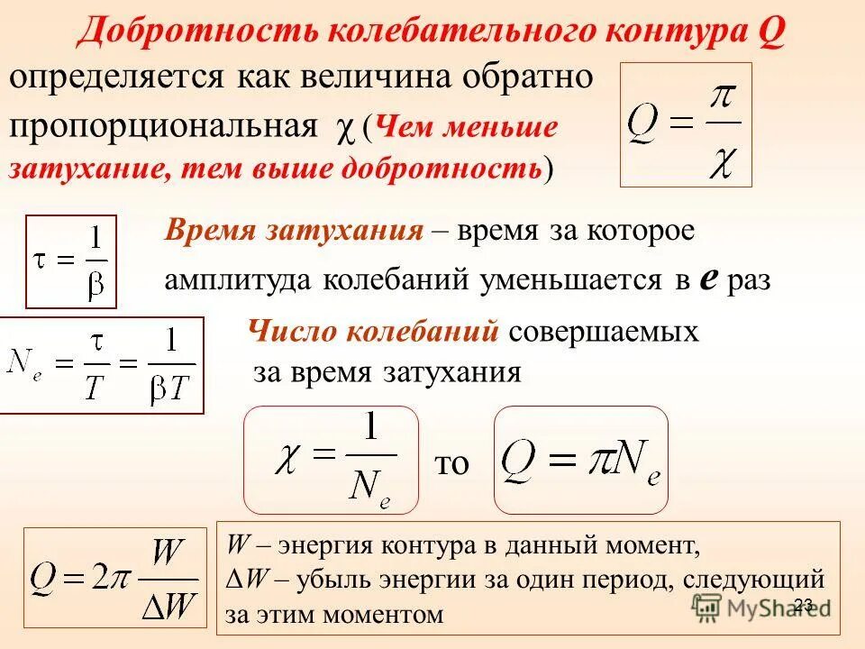 Энергия колебаний в колебательном контуре