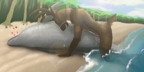 koba, hi res, anthro, anthro on feral, beach, cervine, cetacean, closed eye...