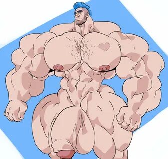 hyper testicles, male, male focus, male only, muscle, muscles, muscular, .....