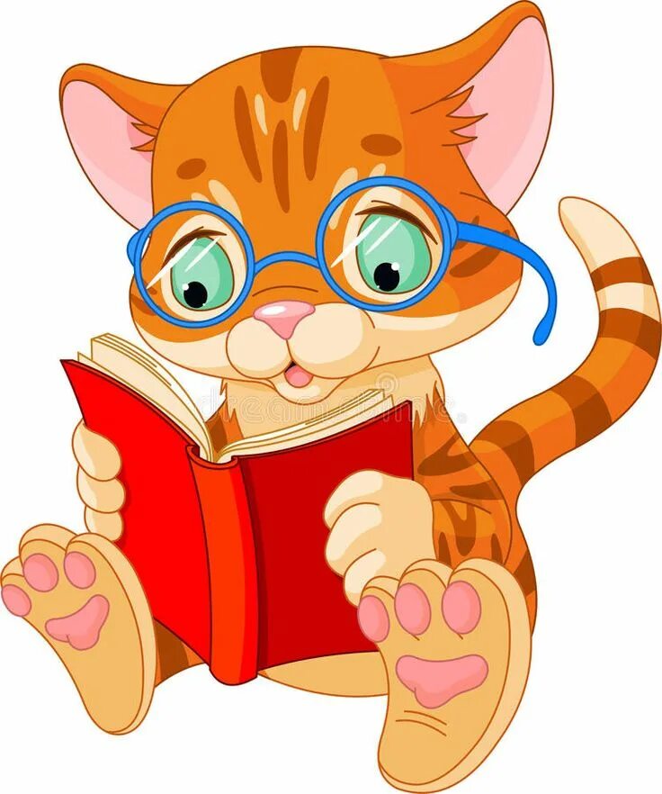 Cartoon cat reader