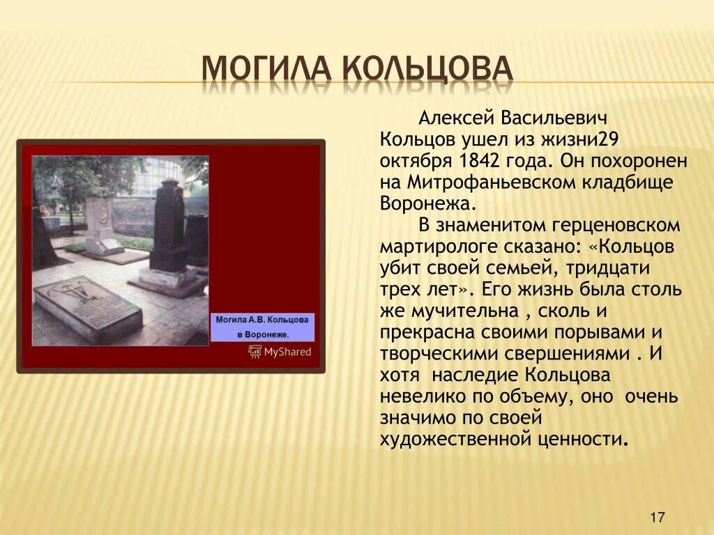 Кто написал похороните. Могила Кольцова Алексея Васильевича. Похоронен Кольцов.