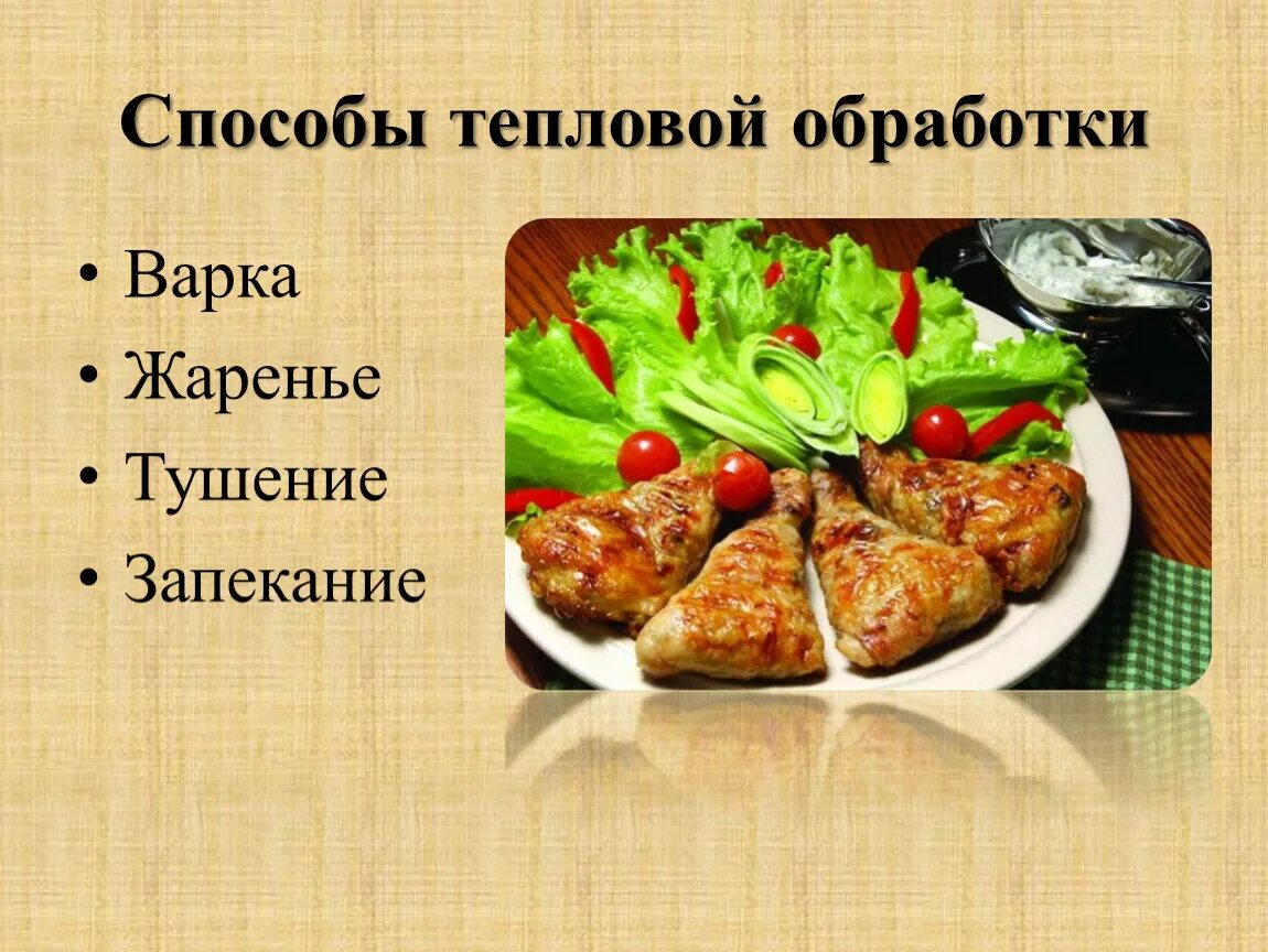 Способы тепловой обработки. Презентация блюда из мяса. Презентация мясные блюда. Технология приготовления блюд из мяса. Рецепт из мяса птицы