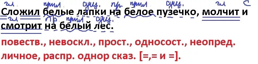 Синтаксический разбор белыми. Сложенный сложённый предложения. Белое пузечко. Морфологический разбор белые лапки. Белое пузечко морфологический разбор прилагательного.