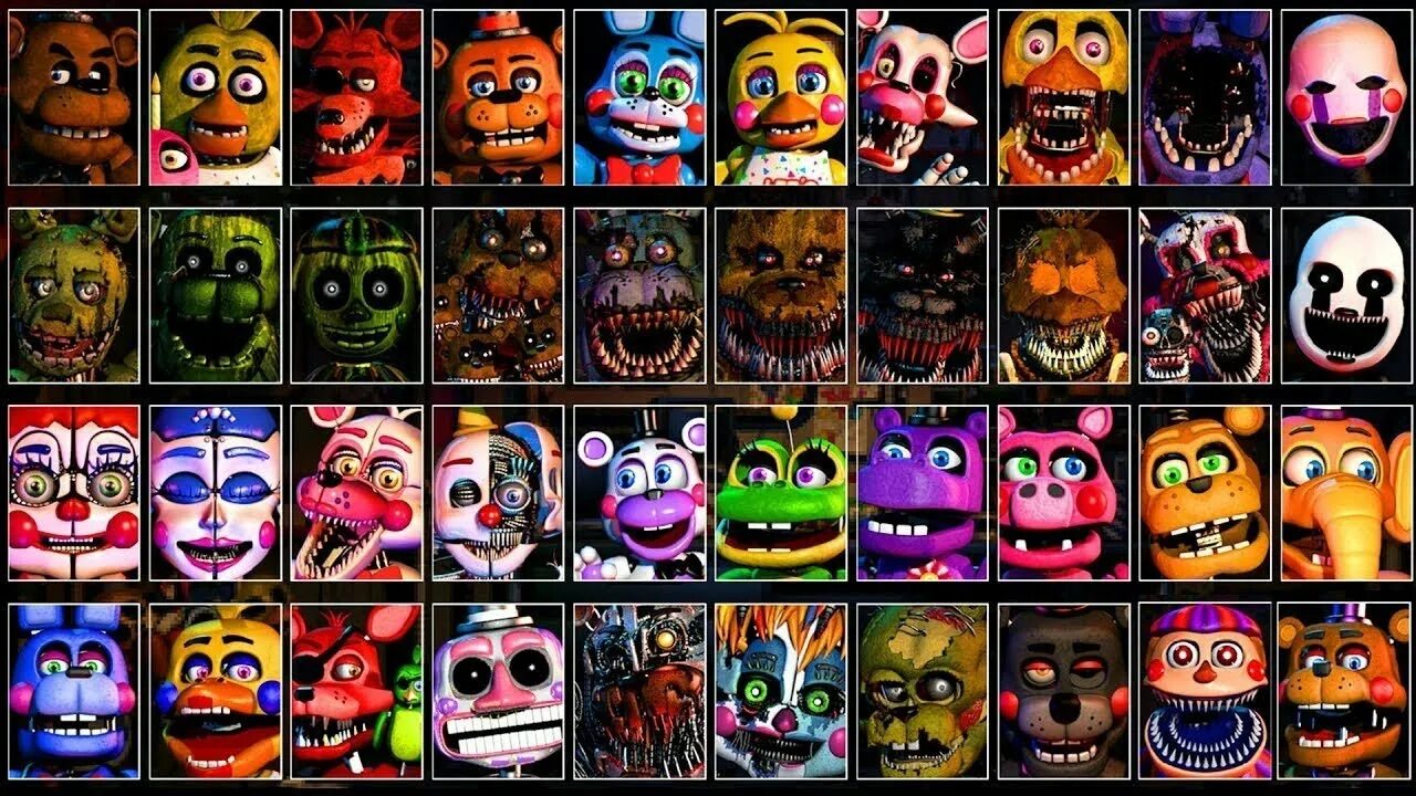 Все аниматроники фнаф 7. Ultimate Custom Night АНИМАТРОНИКИ. Ultra Custom Night. Ультра ультимейт кастом Найт. ФНАФ ультимейт кастом Найт.