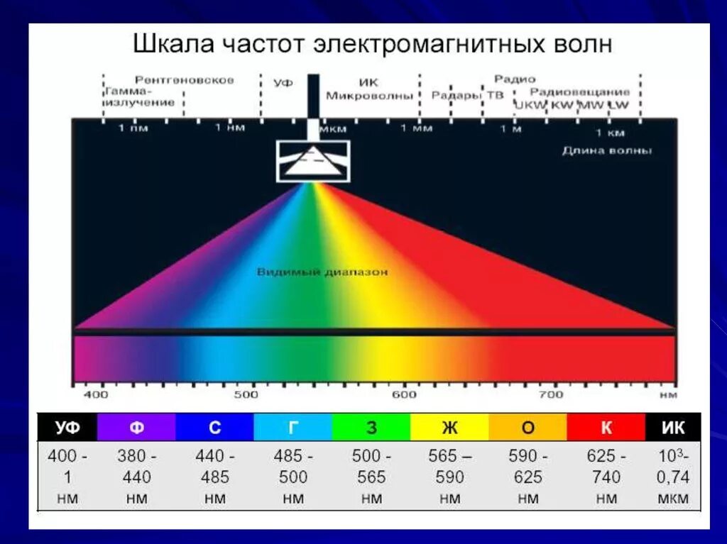 Шкала спектра электромагнитного излучения. Спектр шкала электромагнитных волн. Шкала длин волн электромагнитного излучения. Шкала электромагнитных волн частота и длина волны. Электромагнитные волны с максимальной частотой