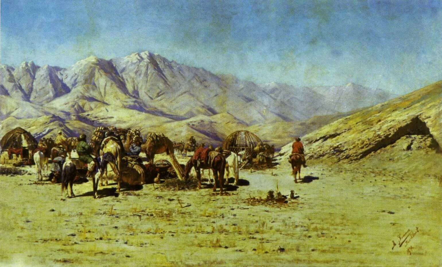 Н. Рихард-карл зоммер. Старинные изображения киргизов. Великий шелковый путь живопись. Великий шелковый путь караван хива.