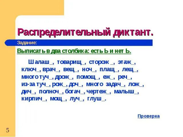 Распределительный диктант. Распределительный диктант задание выписать в два столбика. Диктант шипящие на конце существительных. Ь знак на конце существительных после шипящих диктант.