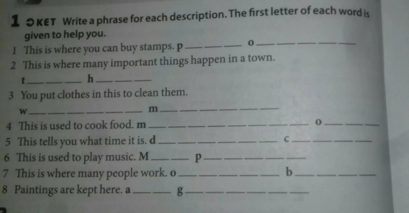 Write the first Letter of each Word. Write each Word. Write a sentence for each Word phrase ответы. Write a Word to Match each Definition..