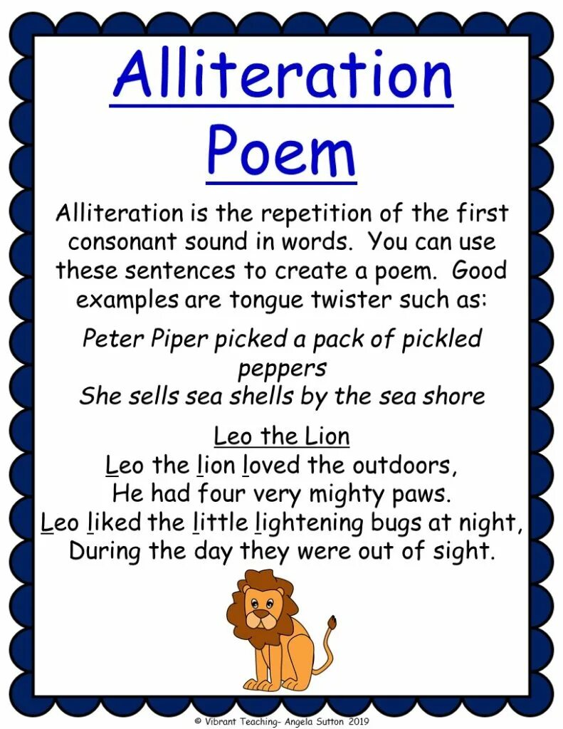 Alliteration examples. Alliteration in poems.