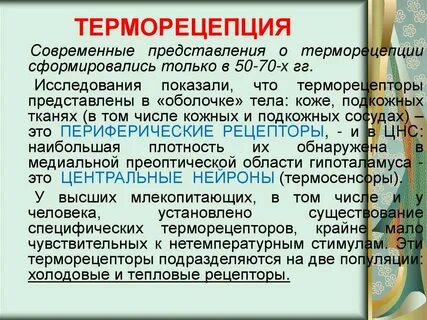 Тепловые и холодовые рецепторы