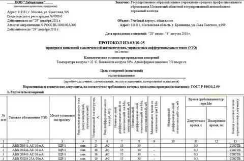 Проверка протоколов испытаний