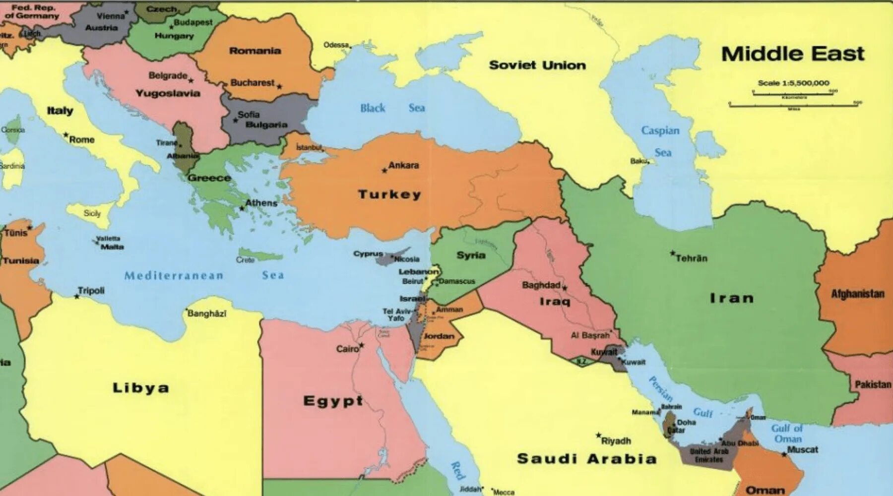 Карта ближнего Востока и средней Азии. Географическая карта ближнего Востока. Средний Восток карта политическая.