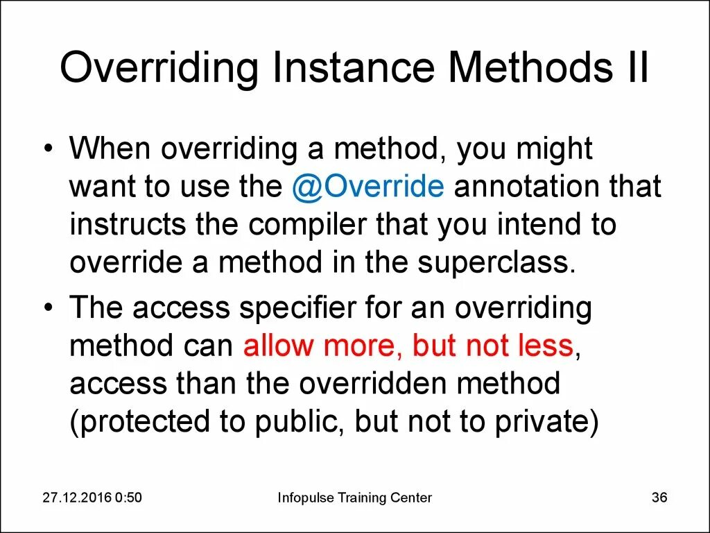 Метод instance of. Overriding. OOP: instance methods. Instance method