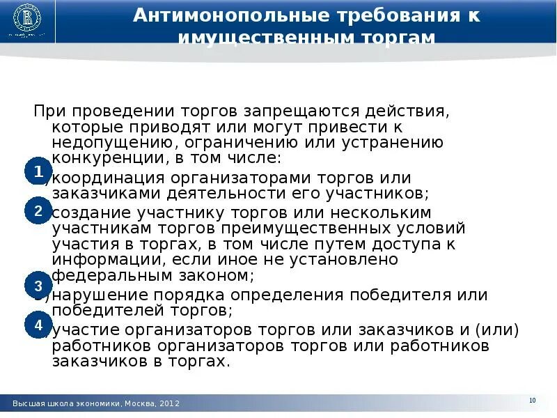 8 требований россии. Требования к конкуренции в законодательстве РФ. Требования к торгам. Антимонопольные требования к проведению торгов. Нормы антимонопольного законодательства.