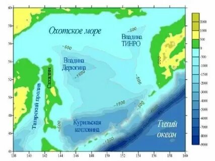 Омываемые участки суши охотского моря